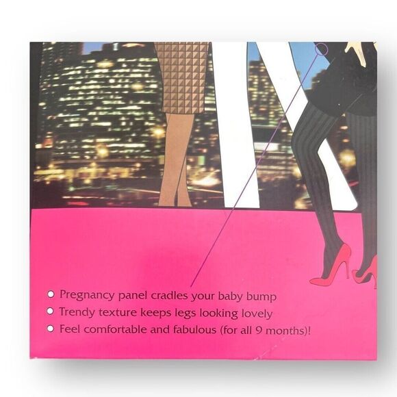 Assets by Spanx 1 Marvelous Mama Maternity Tights Opaque Stripe Pattern Black - Picture 5 of 7